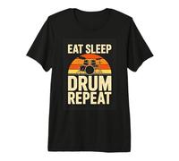 Eat Sleep Drum Repeat Retro Vintage Drummer Premium T-Shirt
