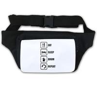Eat Sleep Drum Repeat Slogan Waist Bag Fanny Pack White