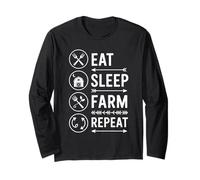 Eat Sleep Farm Repeat Funny Farmer Gardening Men Women Long Sleeve T-Shirt