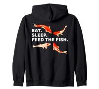 Eat Sleep Feed The Koi Fish Japanese Anime Kawaii Carp Fish Zip Hoodie