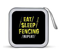Eat Sleep Fencing Repeat Portable CD Case Holder 48 Capacity Travel DVD Storage Boxs Wallet Bag