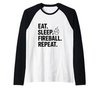 Eat Sleep Fireball Repeat Funny Drinking Raglan Baseball Tee