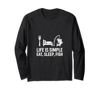 Eat Sleep Fish Minimalist Lifestyle Graphic Art Long Sleeve T-Shirt