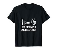 Eat Sleep Fish Minimalist Lifestyle Graphic Art T-Shirt