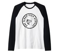 Eat Sleep Fish Repeat Funny Fishing Father Fisherman Raglan Baseball Tee
