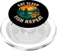 Eat Sleep Fish Repeat Retro Lake Camp PopSockets PopGrip for MagSafe