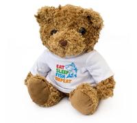 EAT SLEEP FISH REPEAT - Teddy Bear - Cute Soft Cuddly Adorable - Gift Present Fishing
