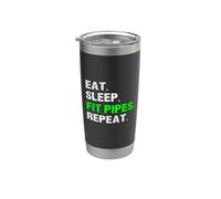 Eat Sleep Fit Pipes Repeat Funny Pipefitter Steamfitter Joke Stainless Steel Insulated Tumbler