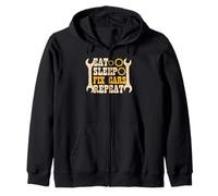Eat Sleep Fix Cars Repeat Mechanic Zip Hoodie