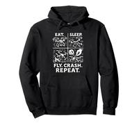 Eat Sleep Fly Crash Repeat Drone Pilot Hobby Design Pullover Hoodie