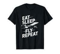 Eat Sleep Fly Repeat Pilot Airplane Travel T-Shirt