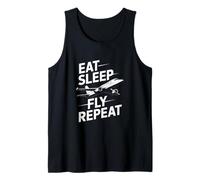 Eat Sleep Fly Repeat Pilot Airplane Travel Tank Top