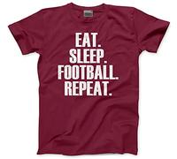Eat Sleep Football Repeat - Kids T-Shirt - Footie Team Training Mad 12-13 Years Maroon