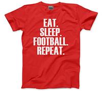 Eat Sleep Football Repeat - Kids T-Shirt - Footie Team Training Mad 7-8 Years red