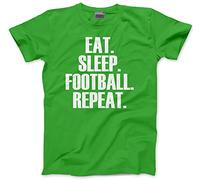 Eat Sleep Football Repeat - Kids T-Shirt - Footie Team Training Mad 9-11 Years Green