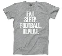 Eat Sleep Football Repeat - Kids T-Shirt - Footie Team Training Mad 9-11 Years Grey