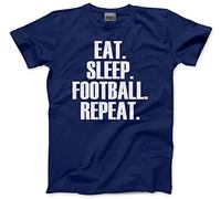 Eat Sleep Football Repeat - Kids T-Shirt - Footie Team Training Mad 9-11 Years Navy