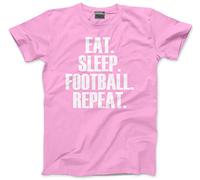 Eat Sleep Football Repeat - Kids T-Shirt - Footie Team Training Mad 9-11 Years Pink