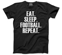 Eat Sleep Football Repeat - Mens and Youth Unisex T-Shirt - Footie Team Training Mad M Black