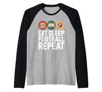 Eat Sleep Football Repeat Sports Fan Raglan Baseball Tee