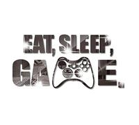 Eat Sleep Game Mirror Wall Decal, Acrylic Gaming Wall Sticker, Gamer Room Decor, Wall Art Quote Sign for Boys Girls Men Bedroom Playroom Studio Video Room (Black)