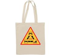 Eat Sleep Game Repeat Warning Road Sign Logo Natural Cotton Tote Bag White