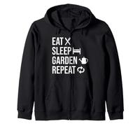Eat Sleep Garden Repeat Funny Gardener Gardening Zip Hoodie
