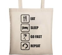 Eat Sleep Go Fast Repeat Natural Ecological Cotton Tote Bag Beige