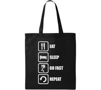 Eat Sleep Go Fast Repeat Natural Ecological Cotton Tote Bag Black
