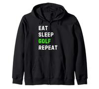 Eat Sleep Golf Repeat Cool Funny Golfing Zip Hoodie