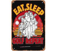 Eat Sleep Golf Repeat Funny Golf Art for Golf Lovers Metal Signs Vintage Garden Bar Man Cave Bathroom Kitchen School Gift 8x12inch