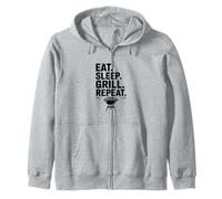 Eat Sleep Grill Repeat Funny BBQ Lover Zip Hoodie