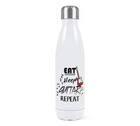 Eat Sleep Guitar Repeat Double Wall Water Bottle Insulated Stainless Steel Sports Drinks 500ml White