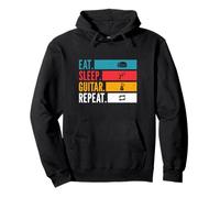 Eat Sleep Guitar Repeat for Musicians with String Feel Pullover Hoodie