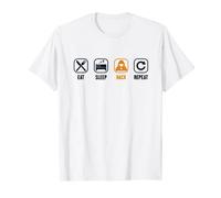 Eat Sleep Hack Repeat White Hat Black Hat Hacker T-Shirt