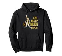 Eat Sleep Hamilton Repeat Alexander Hamilton Pullover Hoodie, Adult Unisex, Black, Medium