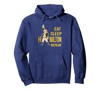Eat Sleep Hamilton Repeat Alexander Hamilton Pullover Hoodie, Adult Unisex, Navy Blue, Medium