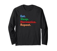 Eat Sleep Harmonica Repeat for Harmonica Players and Lovers Long Sleeve T-Shirt
