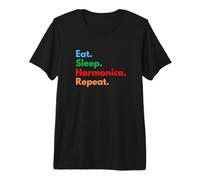 Eat Sleep Harmonica Repeat for Harmonica Players and Lovers Premium T-Shirt