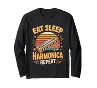 Eat Sleep Harmonica Repeat Harmonicas Blues Long Sleeve T-Shirt