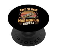Eat Sleep Harmonica Repeat Harmonicas Blues PopSockets Adhesive PopGrip