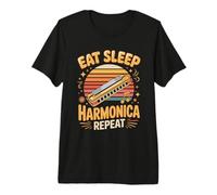 Eat Sleep Harmonica Repeat Harmonicas Blues Premium T-Shirt