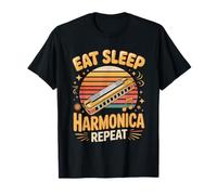 Eat Sleep Harmonica Repeat Harmonicas Blues T-Shirt