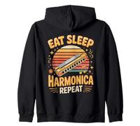 Eat Sleep Harmonica Repeat Harmonicas Blues Zip Hoodie