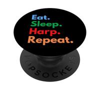 Eat Sleep Harp Repeat Harp Players & Classical Music Lovers PopSockets Adhesive PopGrip