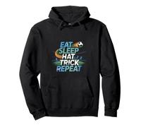 Eat Sleep Hat Trick Repeat Soccer Score Routine Athlete - Pullover Hoodie