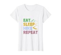 Eat Sleep Hike Repeat Value Graphic T-Shirt, Women, White, XS