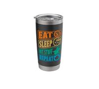 Eat Sleep Hit Stuff Repeat Retro Blacksmith Anvil Forging Stainless Steel Insulated Tumbler