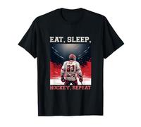 Eat Sleep Hockey Repeat l Chibi Ice Hockey Player Sports T-Shirt