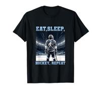Eat Sleep Hockey Repeat l Chibi Ice Hockey Player Sports T-Shirt